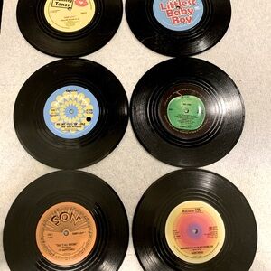 Mini record drink coasters